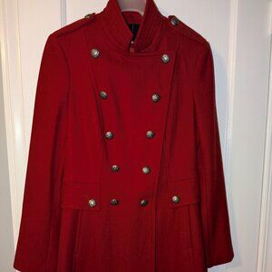 Women red coat, size 4 wool